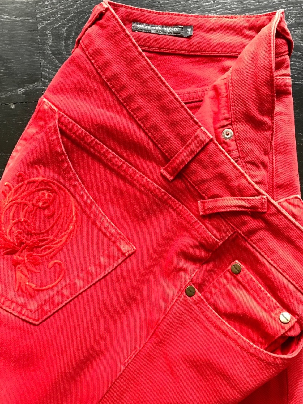 Alexander McQueen Jeans Womens IT 44 Straight Distressed Red Italy